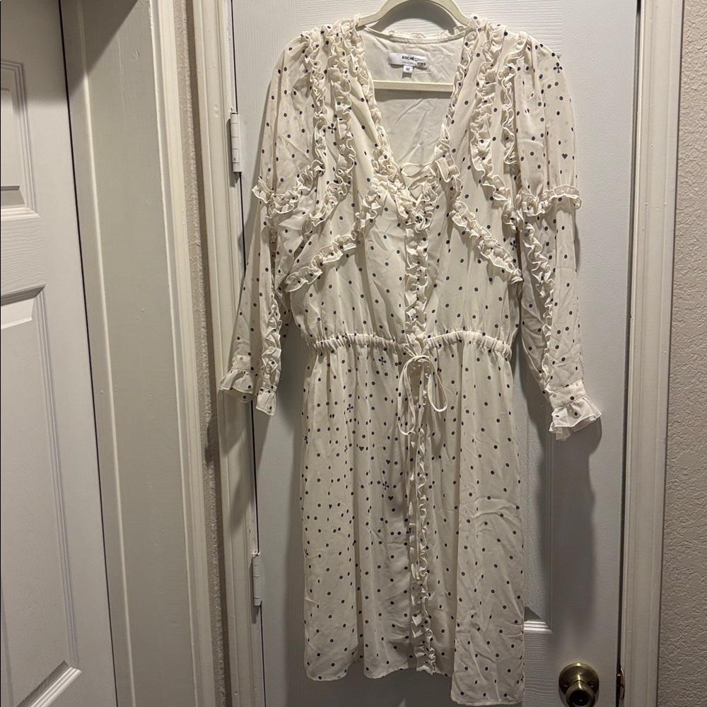 Koche Collective White Polka Dot Ruffle Dress
